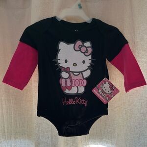 Hello Kitty Black Bodysuit with Pink Sleeves and Graphic